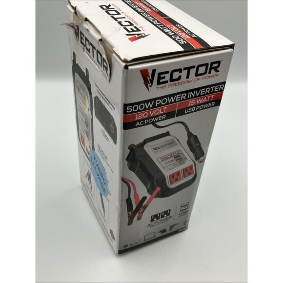 VECTOR 500 Watt Power Inverter, Dual Power Inverter, Two USB Charging Ports - Picture 9 of 11